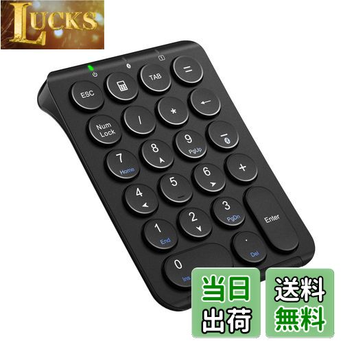【送料無料】iClever テンキー Bluetooth ワイヤレス 数字 キーボード パンタグラフ式 Type-C充電 超薄型 Tabキー付き ブルートゥース 無線 ナンバーパッド 左手デバイス 片手デバイス ショートカットキー Windows/iOS/Android 対応 IC-KP08 (ブラック)