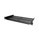 StarTech.com 1U サーバーラック棚板/19インチ装置ラック&キャビネット用放熱スリット付きカンチレバートレイ/高耐久性スチール/耐荷重20kg/奥行25cm ブラック CABSHELFV1U(2)