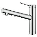 CREA キッチン蛇口 引出しホース式水栓 キッチン用水栓 シングルレバーワンホールキッチン水栓 伸縮 120度回転 2wayの吐水式 泡沫水流 シャワー水流