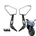 Kiload バイク ミラー 汎用 左右セット 10MM 正ネジ 4個 オートバイ 360°角度調整可能 ミラー YAMAHA 川崎 対応 凸面鏡 防眩鏡 ブラック(2)