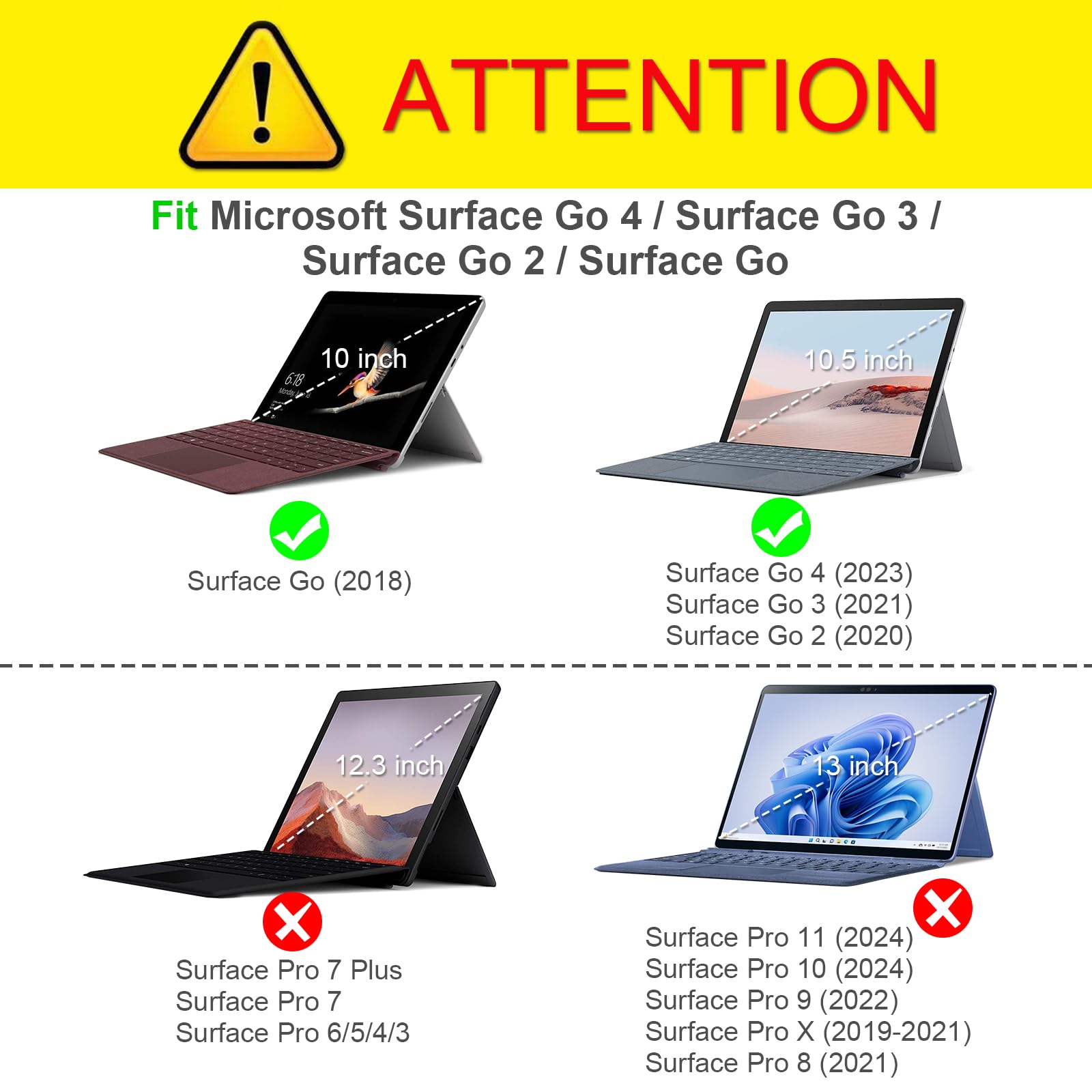 Fintie for Microsoft Surface Go 4 / 3 / 2 / 1 2023/2021/2020/2018 10インチ ケース タイプカバー ソフトTPU ペンホルダー付き 全面保護型 スタンド保護機能 キックスタンドケース 軽量 薄型 耐衝撃（1ブラック）