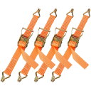 RILIHII 荷締めベルト ラチェットベルト ラッシングベルト ラチェット式タイダウンベルト 固定ベルト 固定バンド 荷締め機 荷締機ベルト幅38mm 長さ6m 破断荷重2000kg 2ton Jフック 固定用 締付固定 引越し運搬用 荷物の固定 荷崩れ防止 トラック輸送 オレンジ(4本セッ