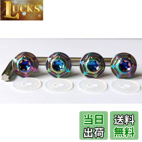 【送料無料】Kuroobaa チタン製 車用 ナンバープレートボルト ナンバーフレーム チタン合金製 防犯 盗難防止ネジ M6 4本セット (虹色)