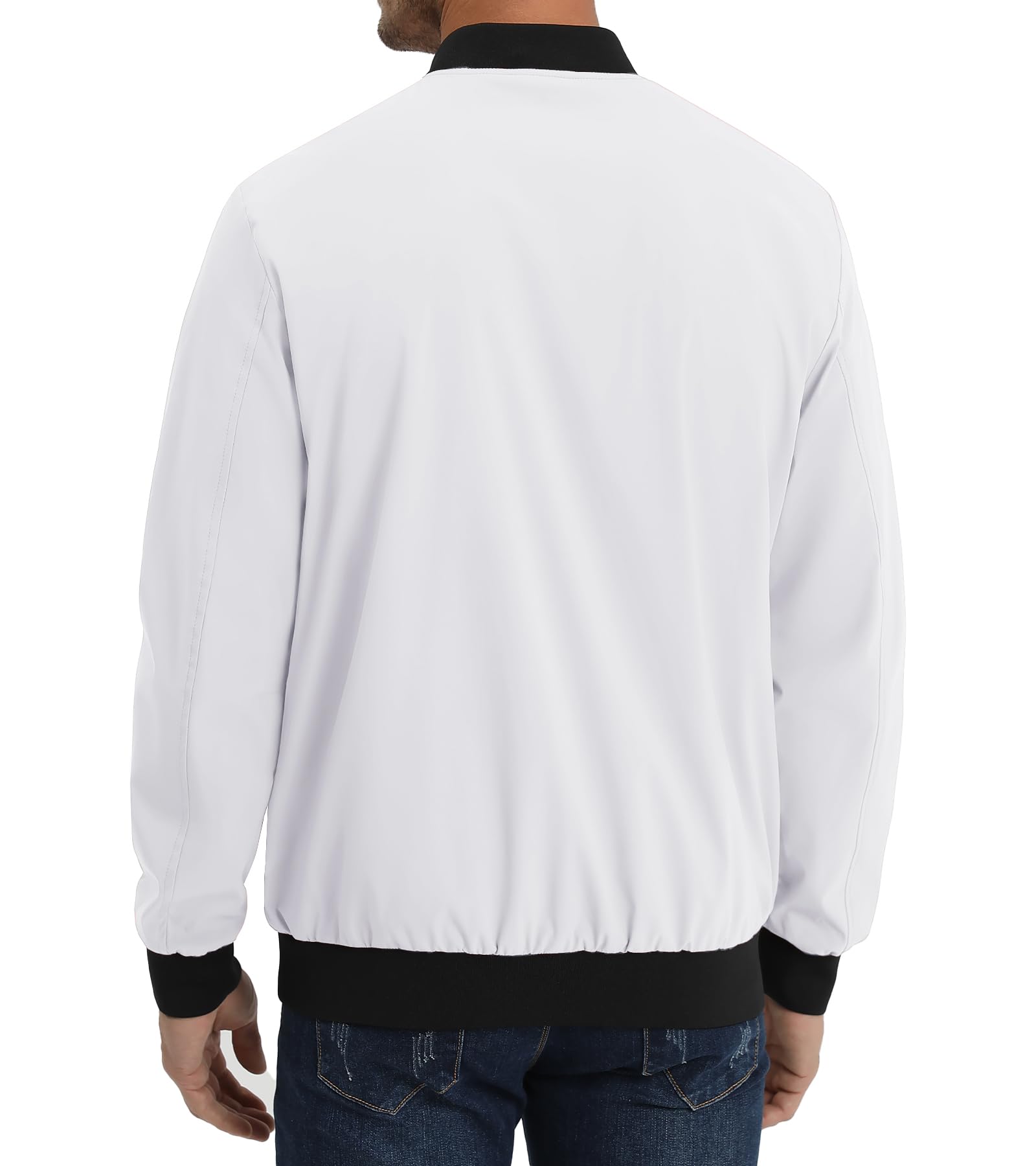 【送料無料】[KEFITEVD] スカジャン メンズ ブルゾン ゴルフ スポーツ ジップジャケット 秋冬 ゆったり 防風 ジャンパー 保温 アウター ミリタリー スタジャン 大きいサイズ 白 ホワイト XL 2