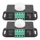 Dovhmoh モーションセンサースイッチ、12V 24V PIRセンサー、LEDスイッチコントローラー、フレキシブルLEDストリップライト用、2パック