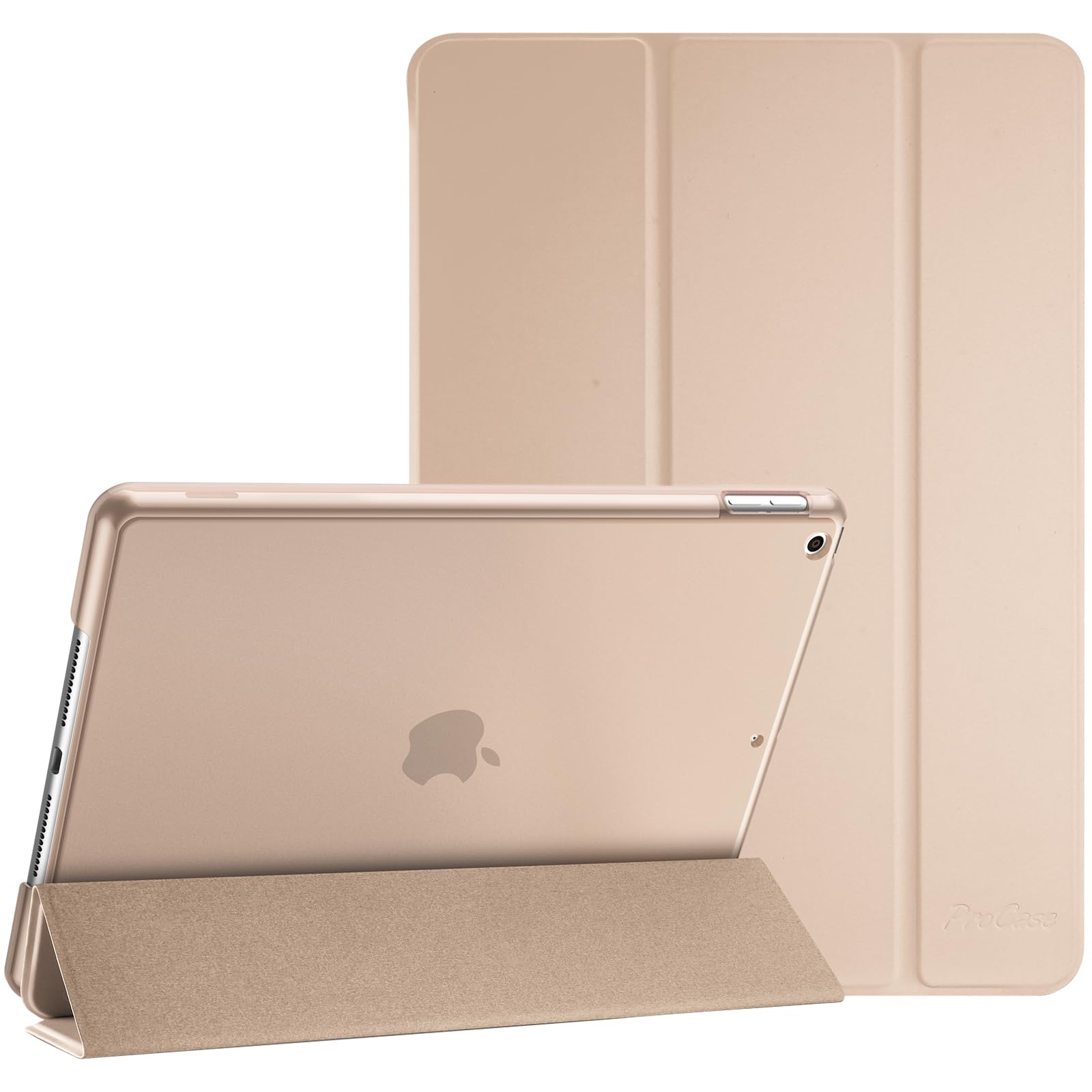 ProCase iPad 9/8/7 ケース (2021 2020 2019) 半透明バックカバー スマートカバー 軽量 三つ折りスタンド iPad 10.2