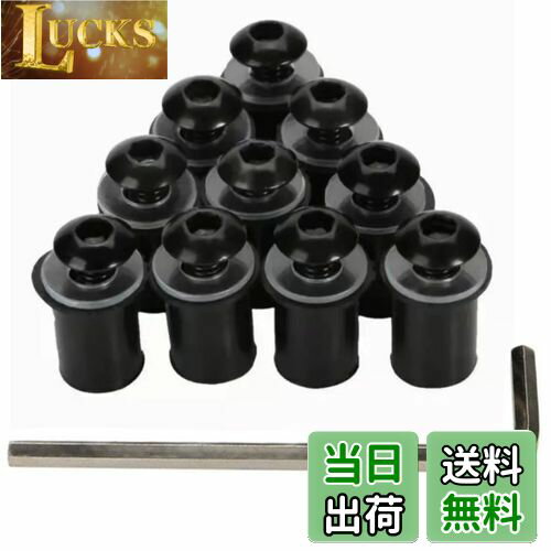 【送料無料】スクリーンボルト ウェルナット 10個セット 5mm ボルト 六角レンチ 付き ボルト バイク の ウィンドシールド スクリーン カウルやスクリーンの固定 カヤック オートバイ バイク用