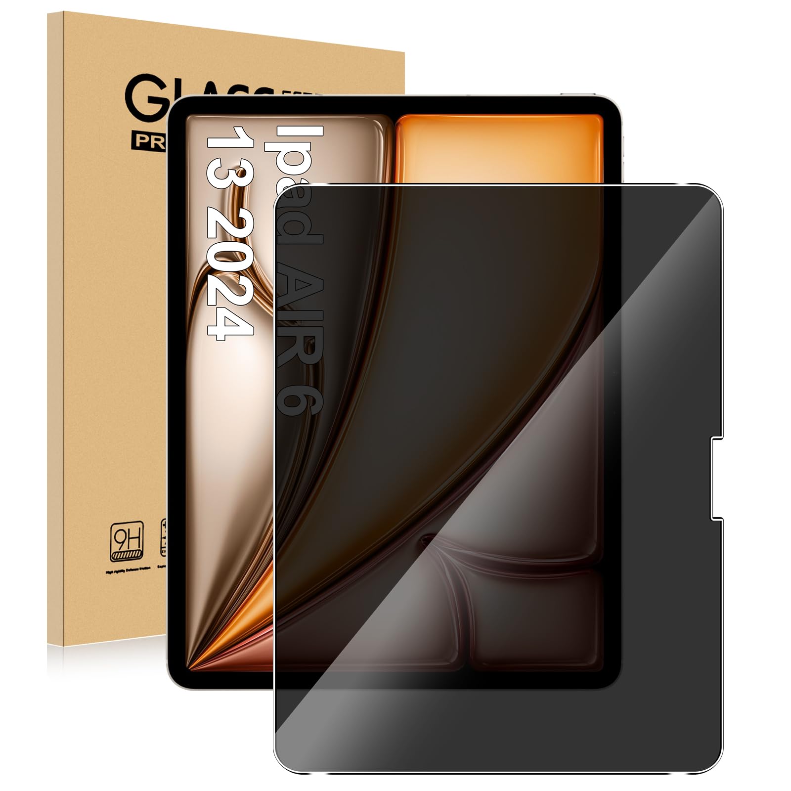 【1枚入り】For iPad Air 6/第6世代 13インチ 2024フィルム 覗き見防止 Mosasa iPad Air 6/第6世代 13インチ 2024ガラスフィルム 衝撃吸収 9H硬度 飛散防止 2.5Dラウンドエッジ 自動吸着 気泡ゼロ 高透過率 高感度