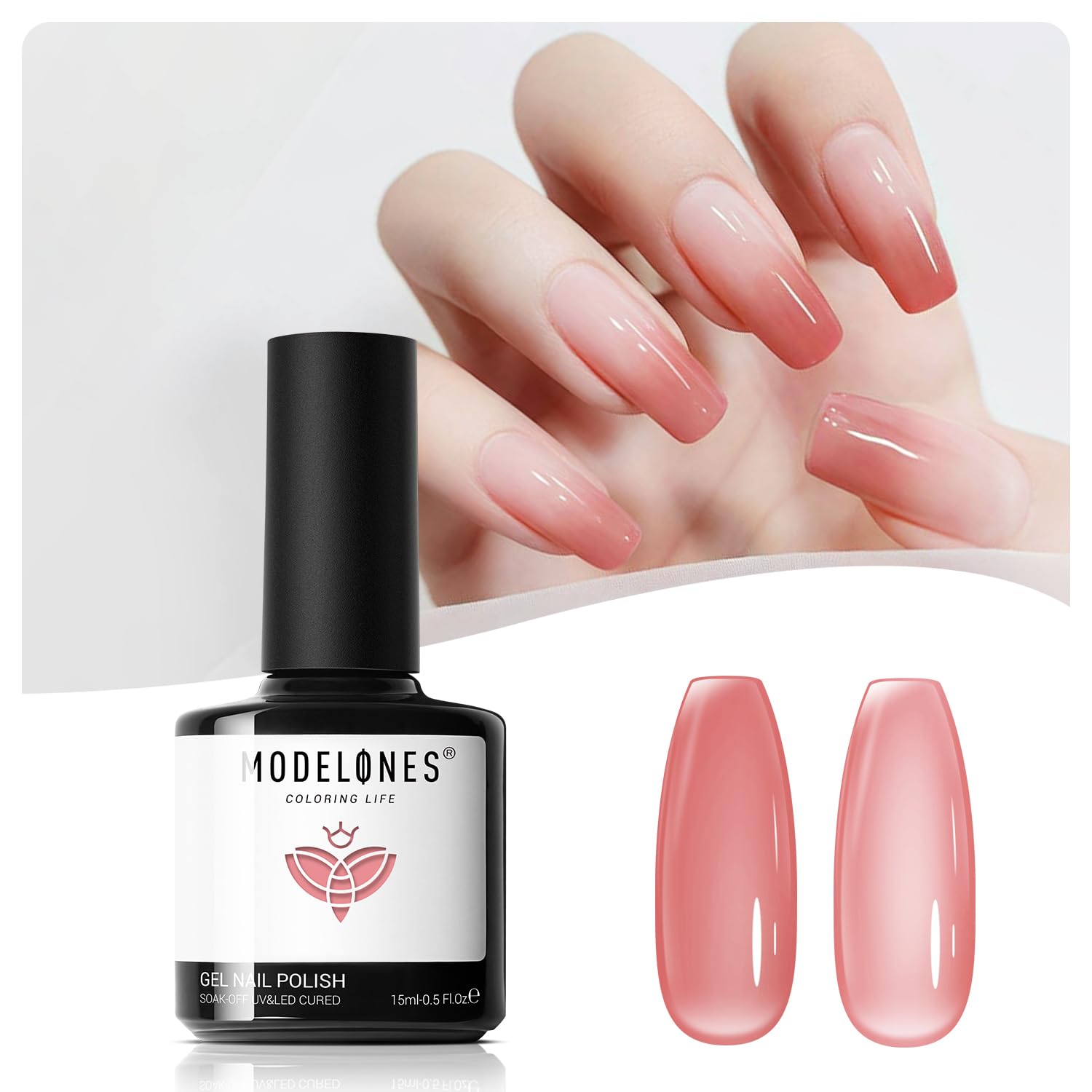 Modelones ジェルネイル シアーカラージェル 単色 透明感ある 15ml UV/LED対応 初心者&プロ適用 ポリッシュタイプ セルフネイル アイスレッド