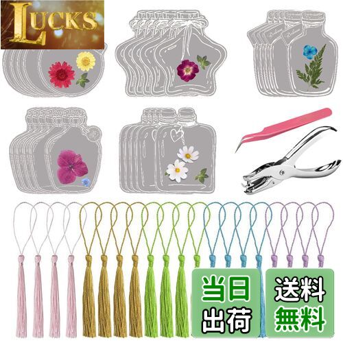 DELUXEFOX しおりキット 20枚セット ドライフラワーのしおり 押し花 しおり 押し花キット 可愛い しおり おしゃれ 透明ブックマーク 可愛い ボトル...