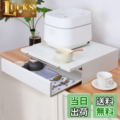 Tydle 【レンジ下スライドテーブル+引き出し】 キッチン家電下引き出し キッチンラック 2段 レンジ台 ..