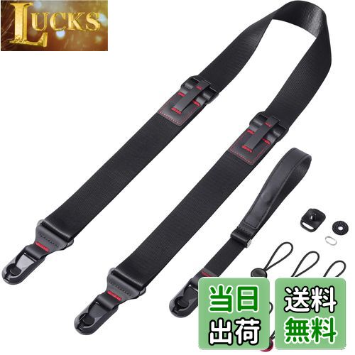 [Cobby] カメラストラップ 幅35mm アンカーリンクス 一眼レフ・ミラーレスカメラ・デジカメなど用 調節可能 リストストラップ付 (ブラック)