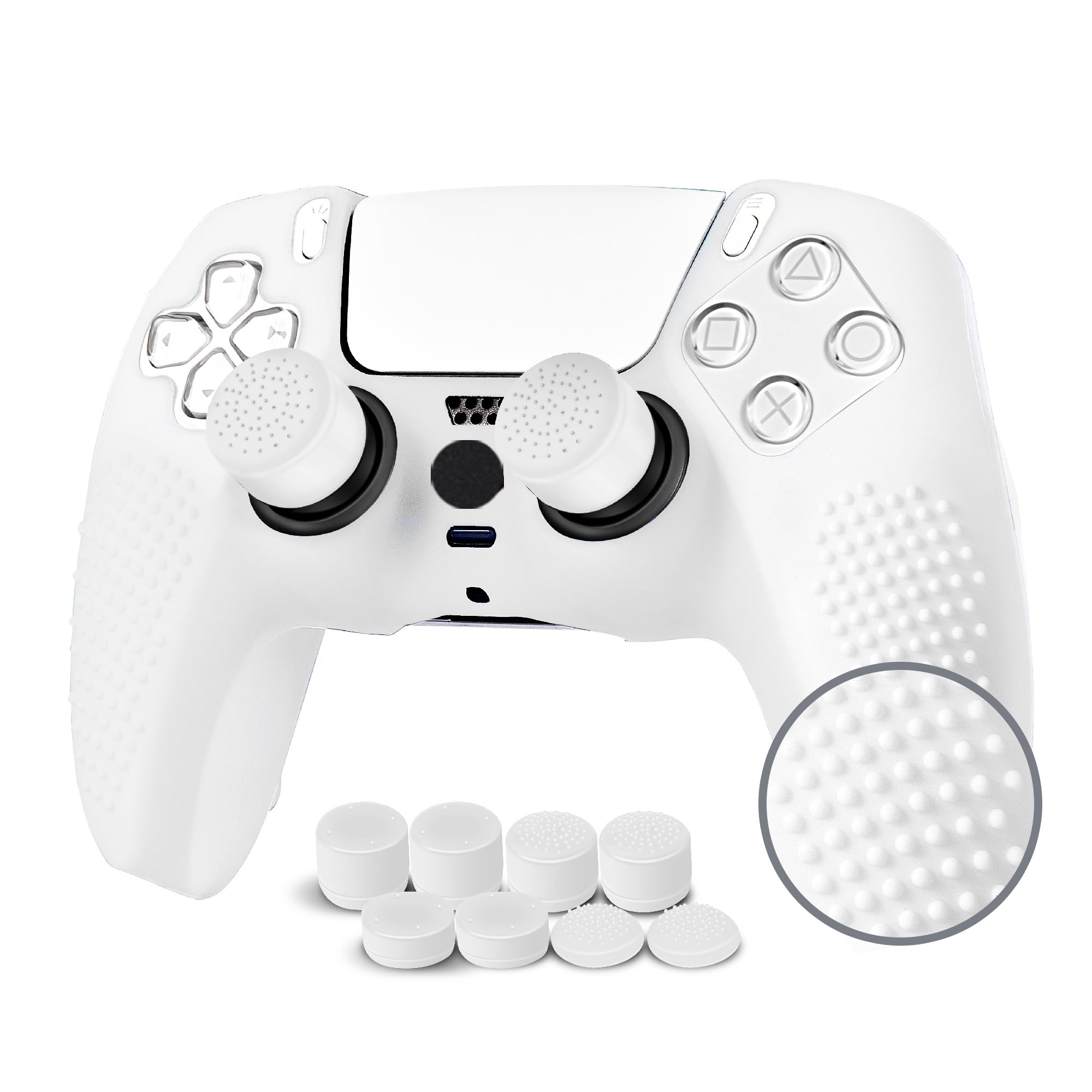 【送料無料】JYXETOV PS5 コントローラー カバー 1個/2個(28オプション)、無料の8ボタンキャップ、シリコーン保護、オリジナルの充電器で充電できます、滑り止めデザイン、両面印刷パターンに適しています