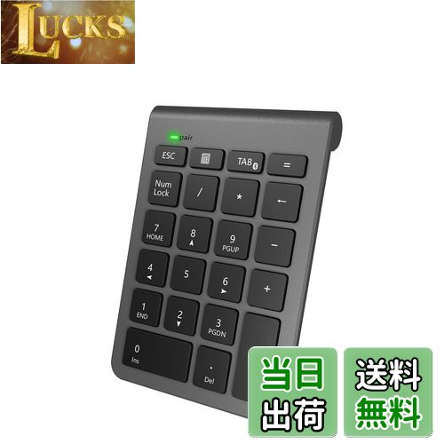 【送料無料】Bluetooth テンキーボード Alcey ワイヤレス テンキーパッド 無線 数字キーボード 22キー ブルートゥース数値キーボード 小型 持ち運び便利 コンパクト 多機能ナンバーパッド PC/Laptop/ノートブックなどに対応 （スペースグレイ）