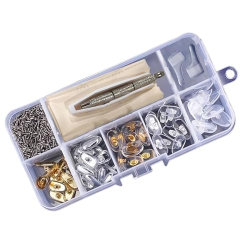 【送料無料】[LUYING] メガネ 鼻パッド ハード 金属 交換セット 中央金具色 シルバー 中サイズと小サイ..