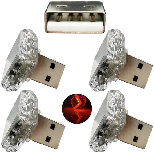 【送料無料】車用ナイトライト、 CTRICALVER USB-rhombus (タッチ) 赤、5V/1A 小型非常灯 LED USB 雰囲..