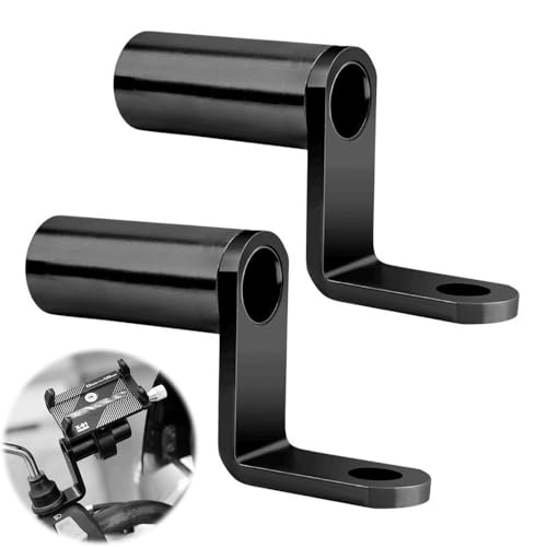 【送料無料】GLOWZEN バイク クランプバー ハンドルバー 2個セット ブラック アルミ製 汎用 ミラー取付け マウントステー