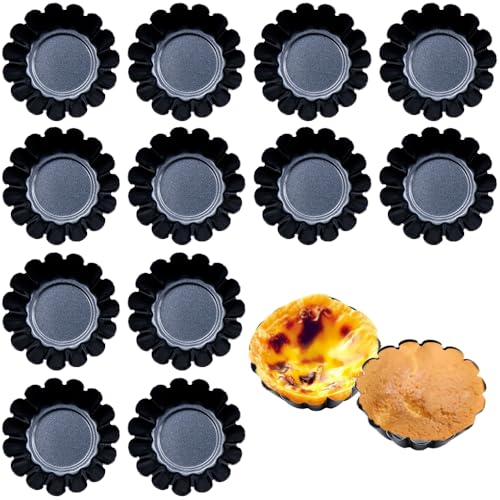 【送料無料】ESJNNK ミニ エッグタルト型 12個セット 炭素鋼 円形 繰り返し使用可能 タルト型 ミニパイ..