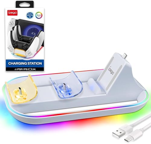 【送料無料】3-in-1 充電スタンド PS Portal/PS5 コントローラー用 PS5 Portal リモートプレーヤー用 充電器 充電ドック PS Portal用 Type-C式 充電ステーション RGBライト 収納便利 過充電保護 取付簡単 省スペース 充電ドックステーション
