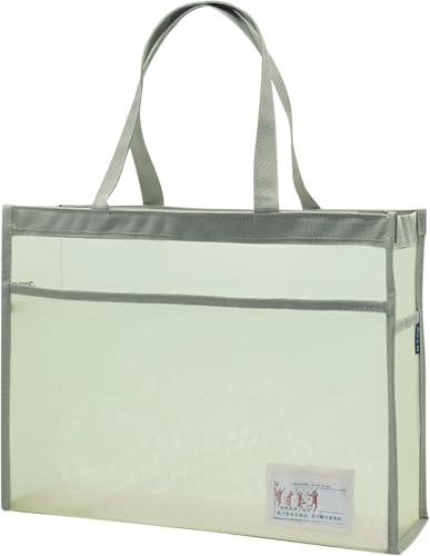 【送料無料】ファイルバッグ A4サイズ a4 ケース ファイルケース 透明 メッシュ トートバッグ 軽量 自立 ジッパー式 21cm高ストラップ 両側ポケット 書類ケース 2層