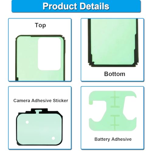 【送料無料】ZHUROUPU G988 for Samsung ギャラクシー S20 ウルトラ G988 6.9 インチ 2020 年、と互換性のある交換用バッテリー カバー防水接着剤とカメラ接着剤 (2PCS) のための背面カバー接着ステッカー 3