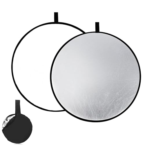 【送料無料】EsiFare 撮影用 レフ板 小型 折り畳み可能 シルバー 直径30cm 銀/白 補光 反射板 収納便利..
