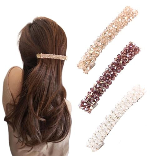 【送料無料】DEVENTORZ バレッタ ヘアピン ヘアクリップ 3個セット 3色 簡約 クリスタルヘアピン バロ..