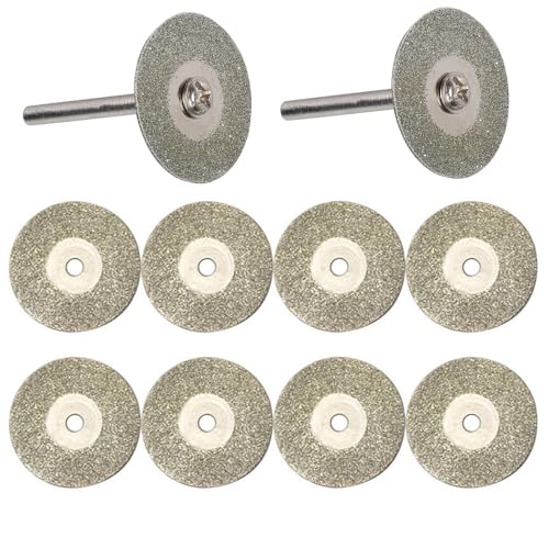 【送料無料】BIUTEFOR 丸穴ミニダイヤモンドカッター 直径30mm 10枚入り+3mm軸2本 ミニルーター/ルーター/リューター用 シルバー/リューター用