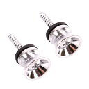 【送料無料】ストラップピン シルバー エレキギター/アコースティックギ ベース、および基本的なストラップピンを備えたその他のギターに適しています クローム(2個...