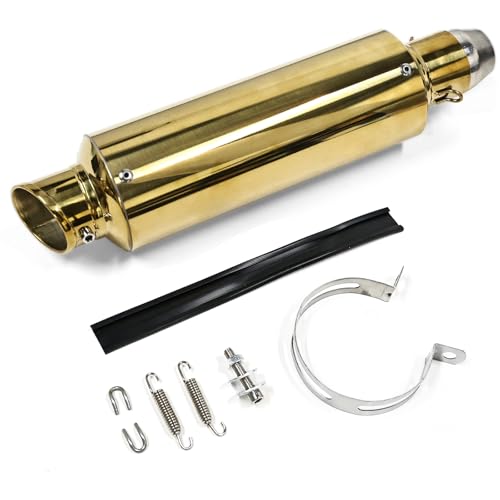 【送料無料】汎用ゴールドスリップオンマフラー38mm / 50.8mm バイクサイレンサー 排気管サイレンサー ..