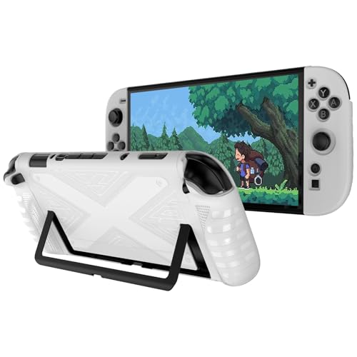 【送料無料】対応 Switch 2 カバー 保護ケース pc素材 Greerass スイッチ 2 ケース 保護カバー スタンド機能付き 擦り傷防止 完全保護 滑り止め 放熱設計 超薄型 軽量 耐衝撃 （ホワイト)