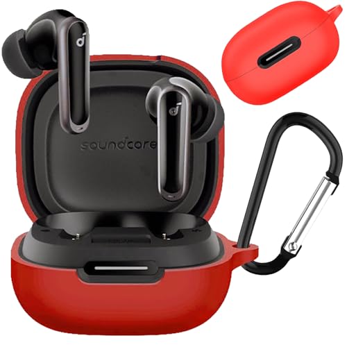 【送料無料】CIOODDW Anker Soundcore P40i ケース ケース対応 soundcore p40i 液状シリコン p40i ケース 全面保護 充電 LEDライトが見える 耐衝撃 軽量 キズ防止 おしゃれ ワイヤレス充電対応 キーホルダー付き soundcore p40i ケース(レッド)