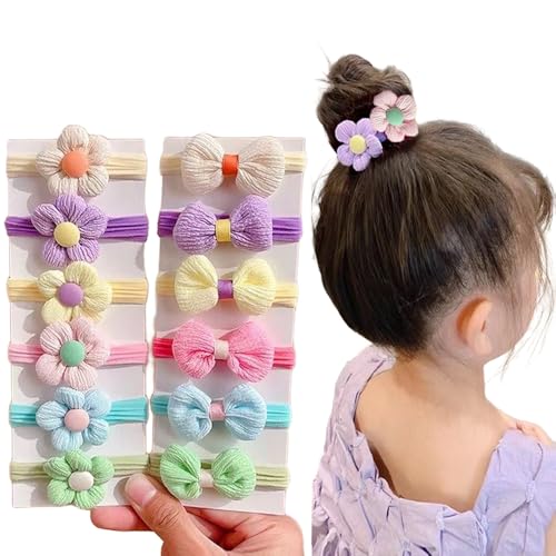 【送料無料】ESJNNK ヘアゴム 子供 12本セット 蝶結び 花 髪飾り カラフル 可愛い おしゃれ 絡まらない..