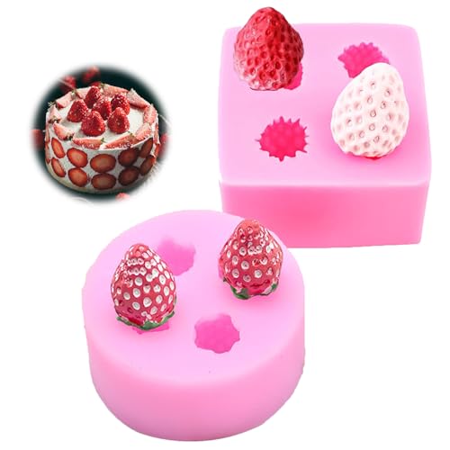 【送料無料】TVETE シリコンモールド いちご シリコン型 フルーツ 【2個セット】レジン モールド 型 3D 立体 苺 イチゴ シリコン 型 果物 ミニチュアフード デコパーツ チョコレートモールド ケーキデコレーション DIY 手作り 樹脂 石膏 キャンドル アロマストーン 石鹸