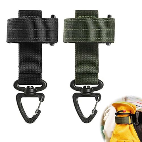 【送料無料】EsiFare 2個 黒 アーミーグリーン 手袋ホルダー グローブホルダー 手袋 ホルダー グローブクリップ 手袋クリップ グローブホルダー ペットボトルホルダー 手袋収納ベルト アウトドア カラビナ付き ベルトロープ 水瓶 タオル ロープ収納 紛失防止 多功能 使い