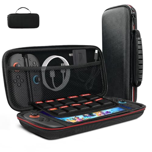 【送料無料】For Switch 2 ケース 収納バッグ Greerass スイッチ 2 保護ケース カバー 高級レザー 耐衝撃 キズ防止 防水防塵 持ち運びに便利 Switch 2 対応 保護収納ボックス（ブラック）