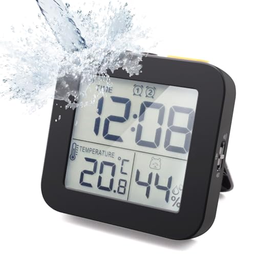 【送料無料】時計 デジタル時計 防滴型防水 タイマー 温度計 湿度計 LCDディスプレイ 目覚まし時計 お..