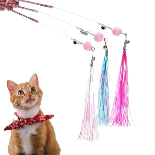 【送料無料】DFsucces 猫おもちゃ 3個セット リボン 面白い 猫じゃらし 交換し易い 猫のおもちゃ ぶら..