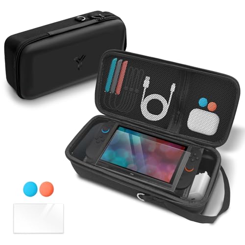 【送料無料】Yoyotager【Switch2/Switchモデル対応】スイッチ 2 専用ケース 収納バッグ 全面保護 大容量 防水 防塵 防汚 耐衝撃 持ち運び便利 本体/ドック/Joy-Con/電源アダプタ/10枚ゲームカード/ケーブル/イヤホンなど収納可能 強化ガラスフィルムとクリーニングキット