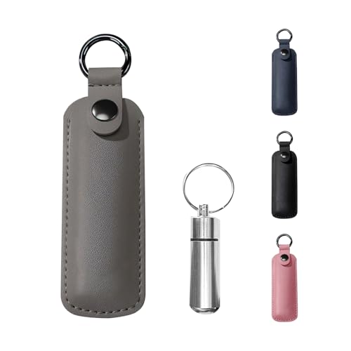 【送料無料】遺骨 キーホルダー 革カバー付き 防水防塵 シルバーペンダント 遺骨保護ケース付き 遺骨遺髪入れ カバー 保護 メモリアルグッズ お手元供養 記念 思いを託す 4色