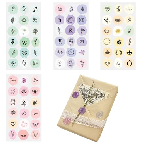 【送料無料】EsiFare 立体シール フレークシールシーリングワックス 透明 かわいい丸 72枚入り 4種類の..