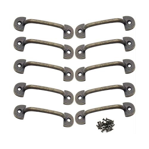 【送料無料】BLOOPIC ミニ 取手 プルハンドル 亜鉛合金 アーチ型 強化 ボックスハンドル アンティーク調 ユニバーサル レトロ ネジ 家具 引き出し 取っ手 耐摩耗耐久性 キッ10個入り 付属ネジ