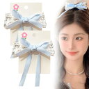 【送料無料】TVETE 水色 髪飾り リボン ヘアクリップ 【2個入り】 青い ヘアアクセ リボン バレッタ 優雅さ ファッショナブル 日常 お祝い パーティー 入学式 発表会 女の子 子供 キッズ エレガント 贈り物 ブルー