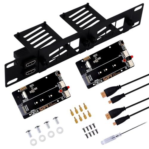 【送料無料】GeeekPi 10インチ 1U ラックマウント Raspberry Pi 5用、PCIe - M.2 NVMe SSDアダプター2個付き、最大2枚のPi5ボードを収納可能、DeskPi RackMate T0/T1/T2/TTサーバーラックと互換性あり