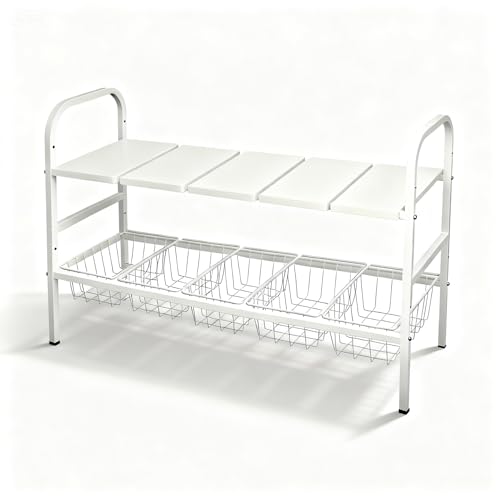 【送料無料】SAGVE（サゲビル） シンク下収納ラック キッチン収納ラック 洗面台下収納 伸縮式 2段収納 ..