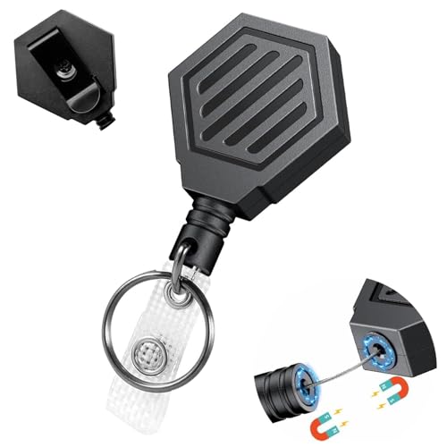 【送料無料】[YBHWOGI] リールキーホルダー キーリール 多機能 伸縮式 磁気 名札ホルダー のびるキーチ..