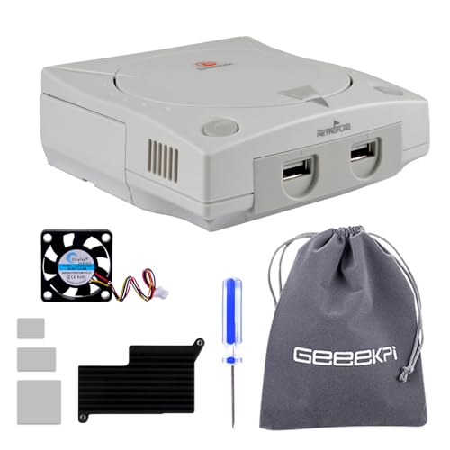 【送料無料】GeeekPi Retroflag Dreamケース Raspberry Pi 5用 冷却ファンとアルミニウムヒートシンク、SDカードスロット、USB、LAN、改良されたHDMIポート、カスタマイズ可能なリセットボタン付き