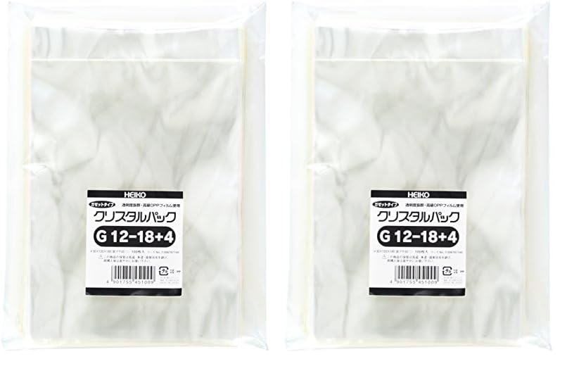 【送料無料】シモジマ ヘイコー 透明 OPP袋 クリスタルパック 底マチ付 12×18cm 100枚 G12-18+4 厚0.03..