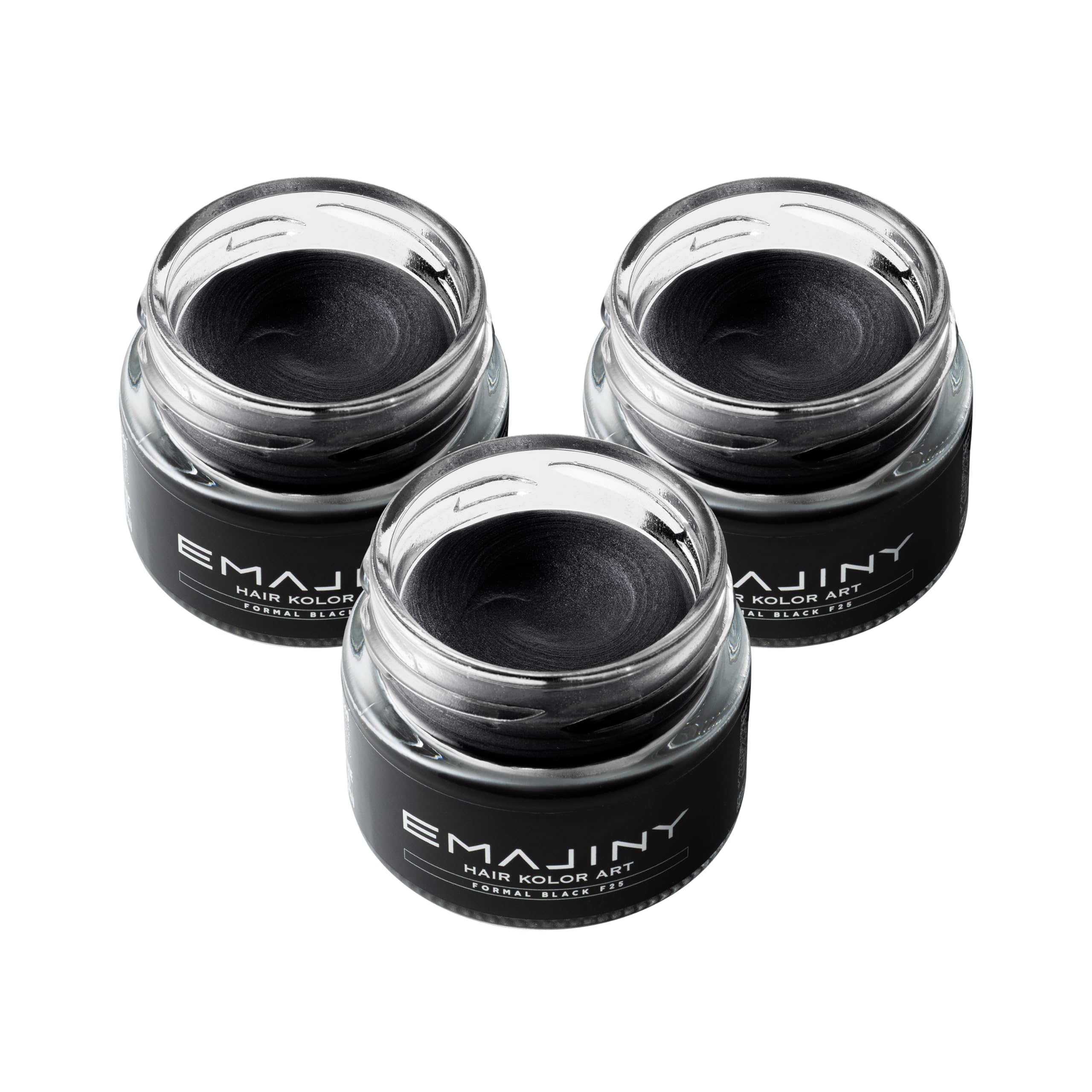 【送料無料】エマジニー フォーマルブラック ヘアカラーワックス 黒 36g 【日本製】 【無香料】 【シャンプーでサッと洗い流せる1日黒髪】 白髪かくし 白髪ぼかし 白髪ケア EMAJINY Formal Black F25 色：ブラック、サイズ：お得な3個セット