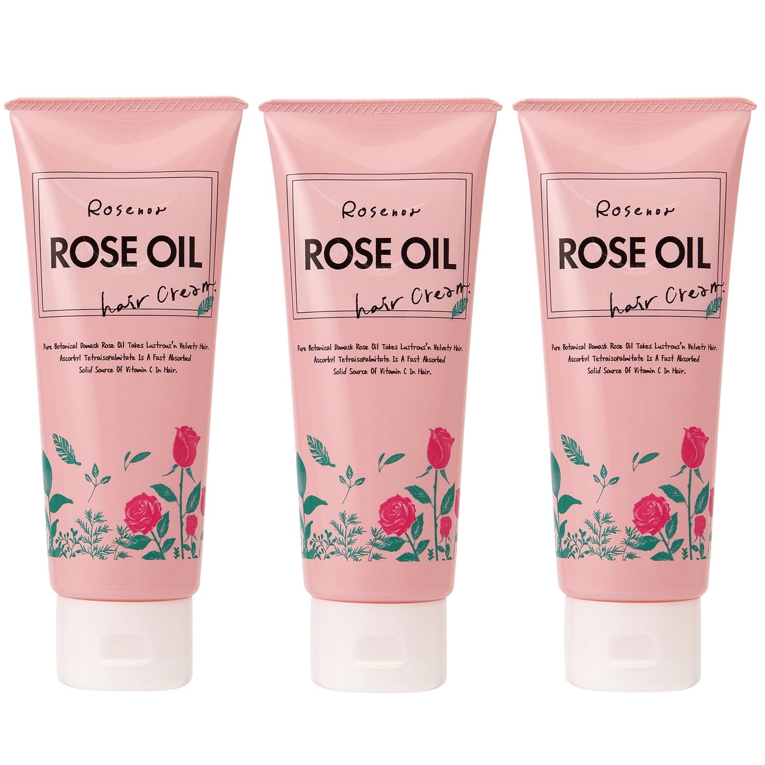 【送料無料】ロゼノアローズオイルヘアクリーム150g 3個セット 色：ピンク